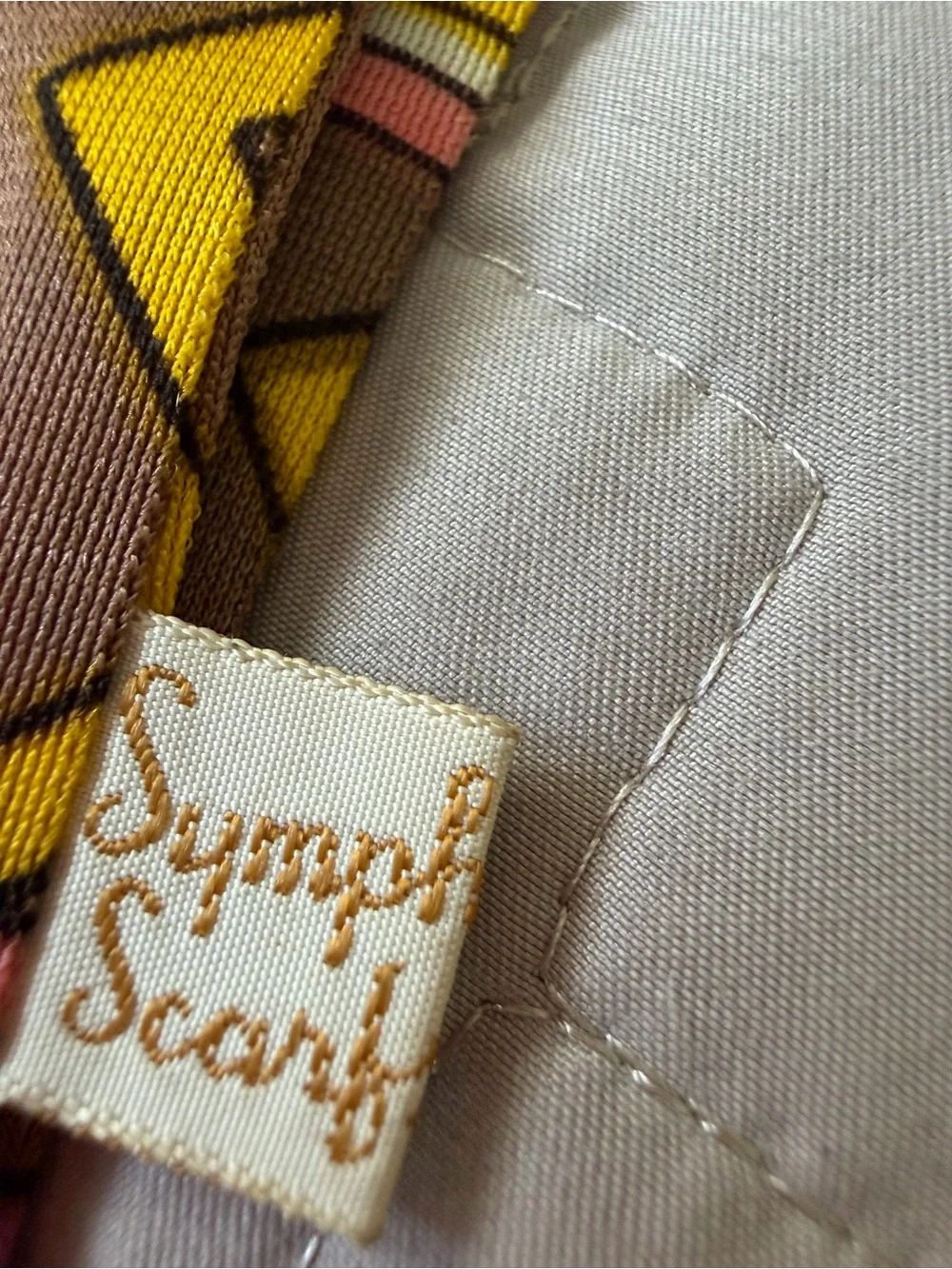 Symphony Pink Yellow Brown Geometric Fringe Silk Scarf
